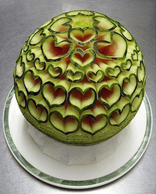 fruit art watermelon heart